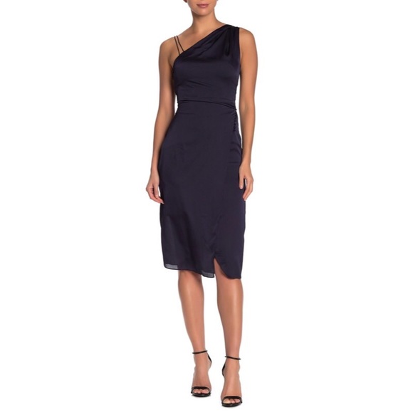 REISS Positano Cross Back Blue Satin Midi Dress size 4 BNWT - Picture 1 of 6